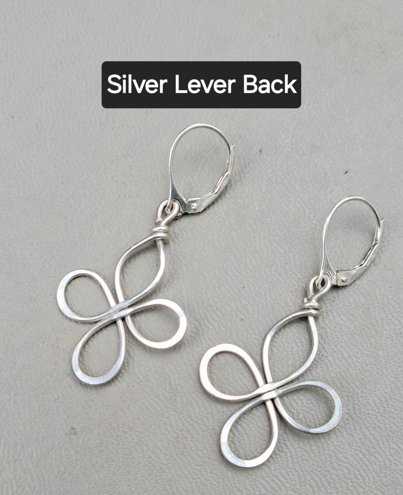 Celtic Cross Earrings, Celtic Knot Four Leaf Clover Earrings Celtic Cross Jewelry, Silver Celtic Jewelry, Gift for Her, Women, Irish image 2