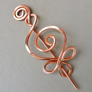Celtic Spiral Copper Shawl Pin, Copper Pin, Knitted Scarf Pin, Sweater Pin Brooch, Cardigan Fastener Closure, Knitters Gift 7th Anniversary