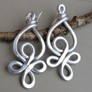 Celtic Knot Very Big Aluminum Earrings, Light Weight Statement Earrings, Long Dangle Earrings, Celtic Jewelry Gift for Women