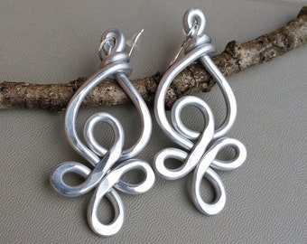 Celtic Knot Very Big Aluminum Earrings, Light Weight Statement Earrings, Long Dangle Earrings, Celtic Jewelry Gift for Women