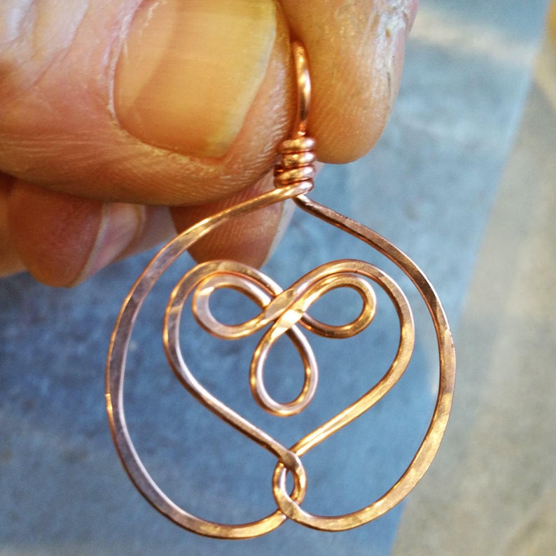 Celtic Embraced Heart Copper Pendant Celtic Necklace, Celtic Heart Necklace Copper Jewelry Copper Necklace Gift for Her Copper Heart Jewelry image 2