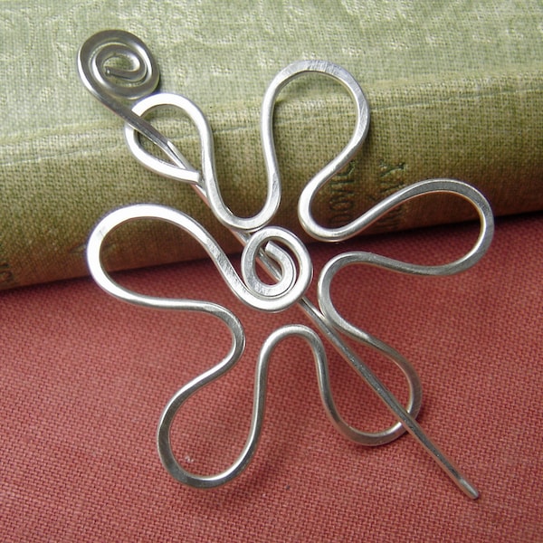 Petite épingle à châle fleur rétro en argent sterling, épingle à foulard, épingle à cheveux, broche pour pull, petite épingle à châle en dentelle, accessoires de tricot, mère de femme