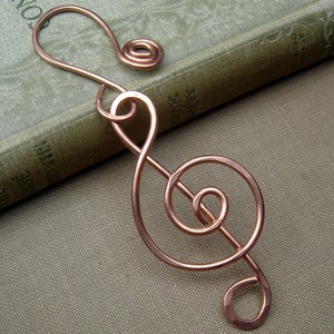 Copper Treble Clef Ornament, Music Gift, Musician Gift, Choir Christmas Ornament Holiday Decoration, Hanging Home Decor Music Note, Singer