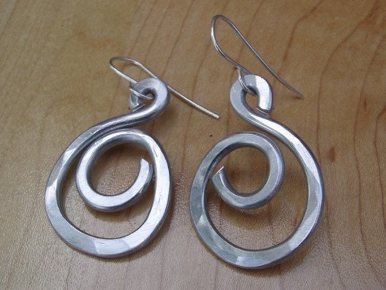 Swirl Hoop Earrings, Light Weight Aluminum Jewelry, Hoops Dangle Earrings, Everyday Earrings Gift for Her image 6