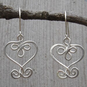 Celtic Hearts and Swirls Silver Earrings, Valentine's Day Gift, Celtic Heart Earrings, Celtic Jewelry, Women Christmas Gift for Her Dangle image 3