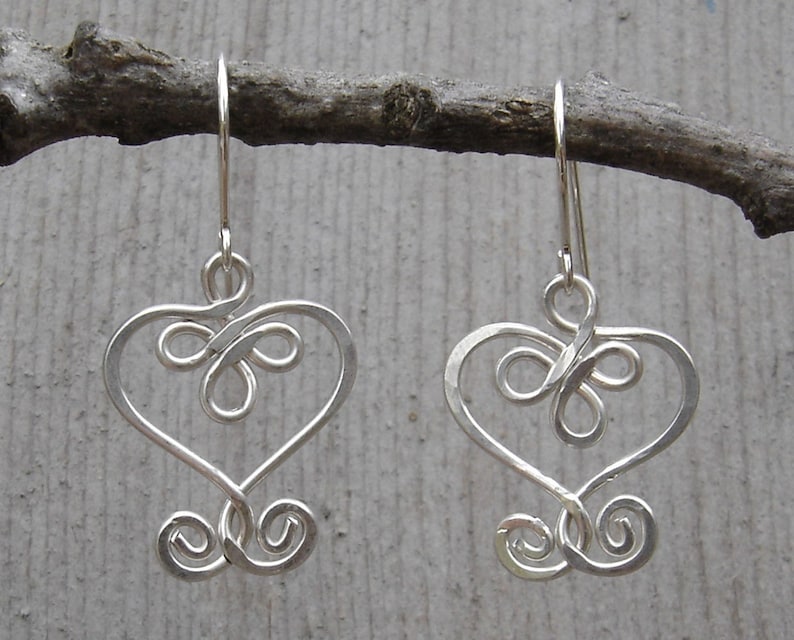 Celtic Hearts and Swirls Silver Earrings, Valentine's Day Gift, Celtic Heart Earrings, Celtic Jewelry, Women Christmas Gift for Her Dangle image 3
