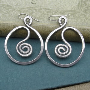 Very Big Spiral in Circle Hoop Earrings Light Weight Aluminum Jewelry, Big Hoops, Large Hoops Gift for Women Big Earrings Statement Earrings image 2