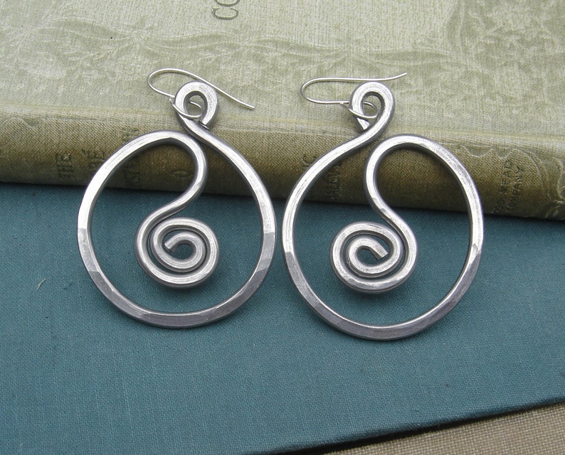 Very Big Spiral in Circle Hoop Earrings Light Weight Aluminum Jewelry, Big Hoops, Large Hoops Gift for Women Big Earrings Statement Earrings image 2