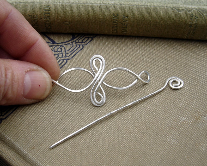 Little Celtic Infinity Loops Sterling Silver Shawl Pin, Scarf Pin, Brooch, Sweater Clip Lace Shawl Pin, Knitting Celtic Jewelry Accessories image 5
