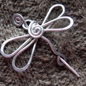 Aluminum Dragonfly Shawl Pin, Sweater Brooch, Scarf Pin, Cardigan Fastener, Gift for Her, Light Weight, Women Knitters, Knitting Accessories image 1