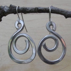 Swirl Hoop Earrings, Light Weight Aluminum Jewelry, Hoops Dangle Earrings, Everyday Earrings Gift for Her image 7