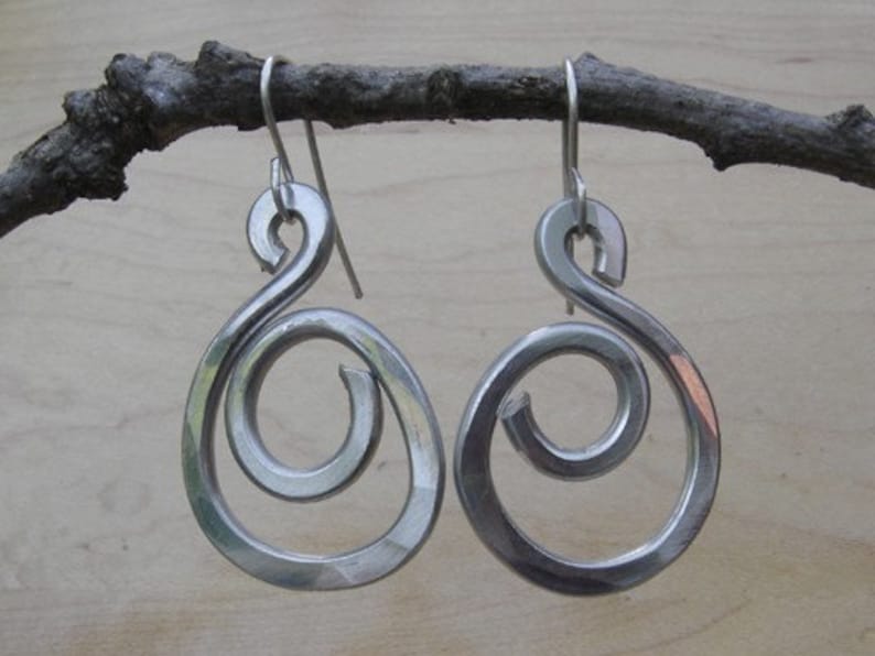 Swirl Hoop Earrings, Light Weight Aluminum Jewelry, Hoops Dangle Earrings, Everyday Earrings Gift for Her image 7