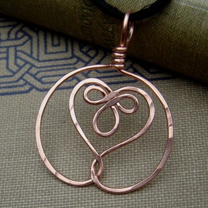 Celtic Embraced Heart Copper Pendant Celtic Necklace, Celtic Heart Necklace Copper Jewelry Copper Necklace Gift for Her Copper Heart Jewelry image 3