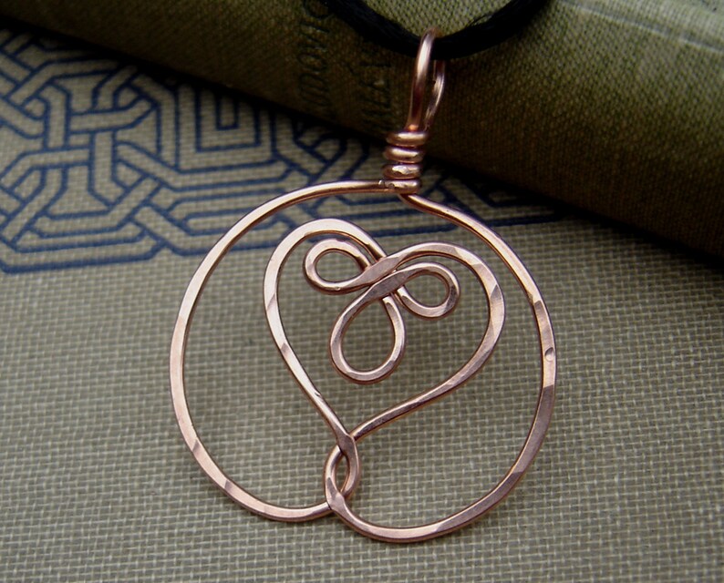 Celtic Embraced Heart Copper Pendant Celtic Necklace, Celtic Heart Necklace Copper Jewelry Copper Necklace Gift for Her Copper Heart Jewelry image 3