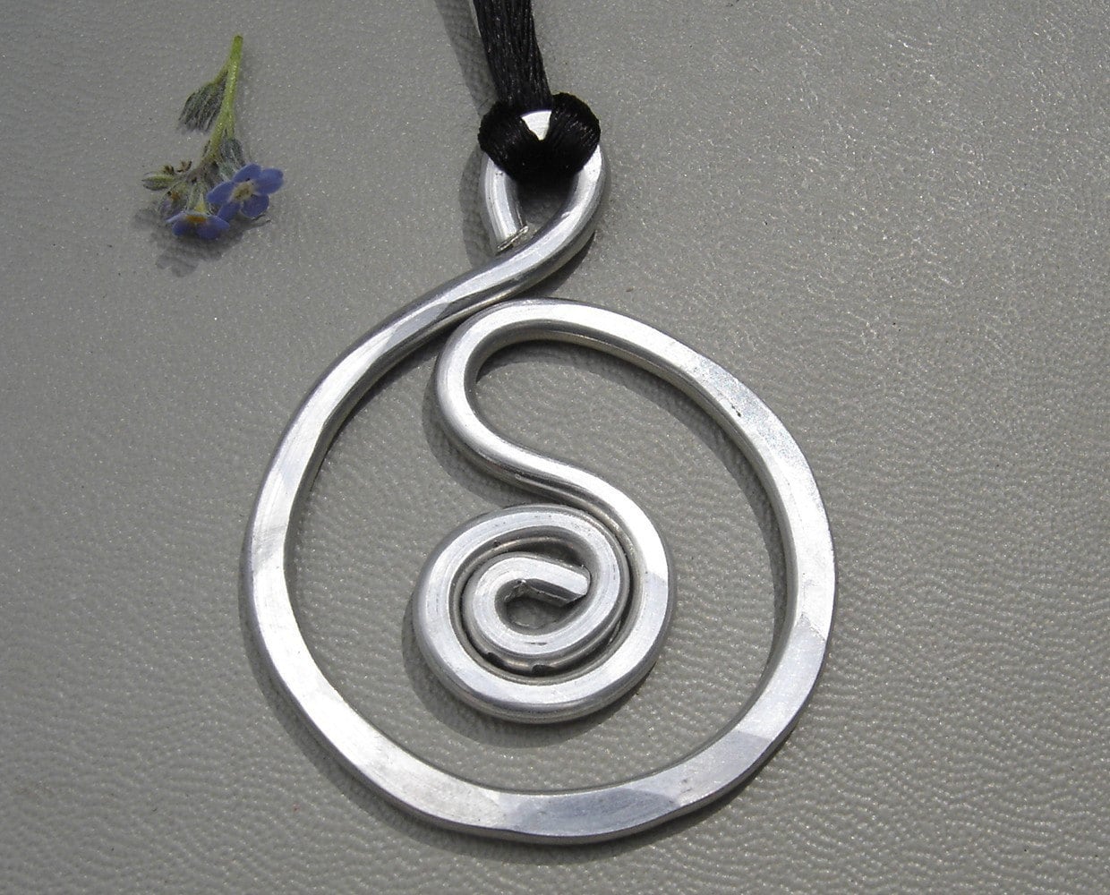 Silver Spiral Necklace - Silver Spiral Pendant, Silver Swirl Necklace, Silver Swirl Pendant, Surfer Necklace Men, Surfer Necklace Women