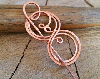 Little Boo-Knits Copper Lace Shawl Pin, Scarf Pin, Knitting Accessories, Sweater Clip, Copper Brooch, Wrap Closure, Fastener