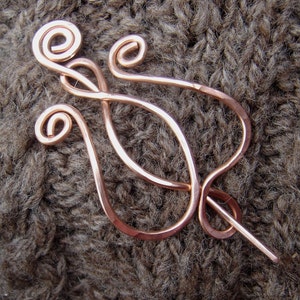 Tulip Lyre Copper Shawl Pin Stick, Brooch for Sweater , Metal Scarf Pin, Fastener, Knitters Gift for Women Knitting Celtic Accessories image 6