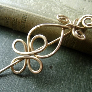 Celtic Loops and Spirals Brass Shawl Pin, Scarf Pin, Hair Pin, Sweater Clip, Brooch, Celtic Knot Knitting Jewelry,Women, Fashion Accessories