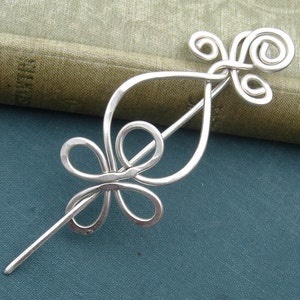 Celtic Loops and Spirals Sterling Silver Shawl Pin, Scarf Pin, Sweater Brooch, Closure, Fastener, Celtic Knot Knitting Accessory, Women Gift