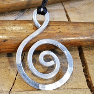 Big Spiral Pendant Necklace, Spiral Necklace Light Weight Aluminum Jewelry, Metal Big Necklace, Statement Necklace, Women, Boho Jewelry image 1
