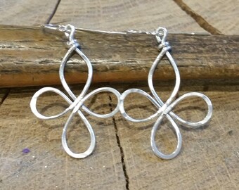 Celtic Cross Earrings, Celtic Knot Four Leaf Clover Earrings Celtic Cross Jewelry, Silver Celtic Jewelry, Gift for Her, Women, Irish