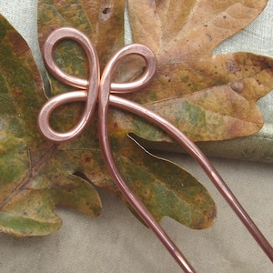 Trinity Loop Copper Hair Fork, Metal Hair Comb, Hair Picks, Shawl Pin, Scarf Pin, Bun Holder, Long Hair Accessories, Hair Sticks, Women