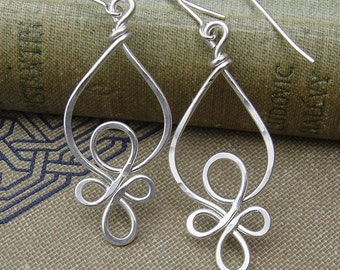 Celtic Loops Sterling Silver Wire Earrings, Celtic Jewelry, Celtic Knot Earrings, Celtic Earrings, Women Gift for Her