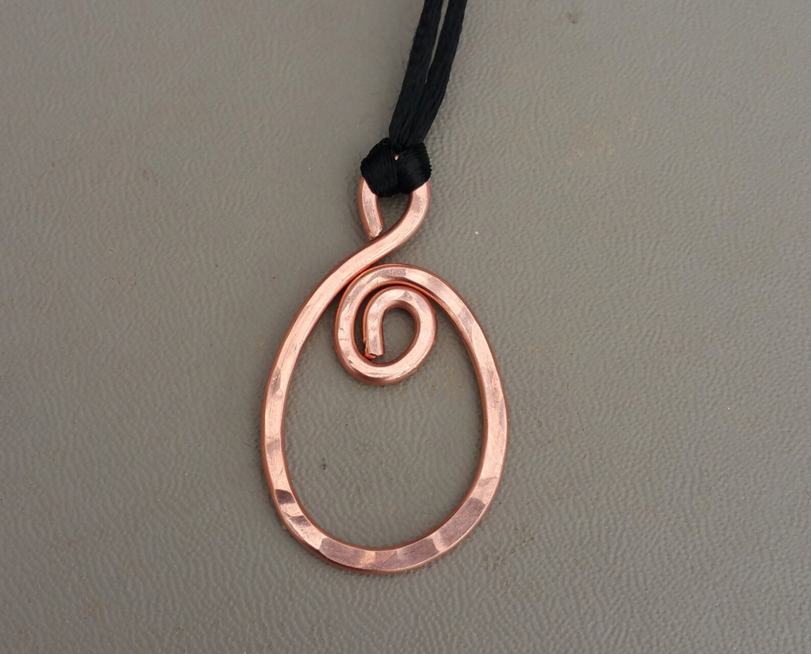Oval Spiral Copper Pendant Copper Necklace Copper Jewelry Etsy