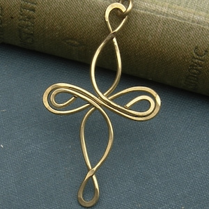 Celtic Cross Pendant, Brass Infinity Loops Cross Necklace, Celtic Knot Jewelry Confirmation Gift, First Communion, Christmas Gift for Her