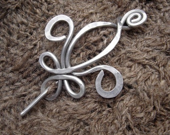 Fleur De Lis Aluminum Shawl Pin, Scarf Pin, Sweater Brooch, Fastener, Closure Light Weight Aluminum Wire Knitting Accessory, Women