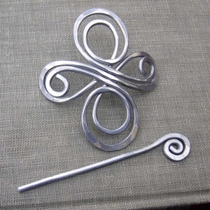 Celtic Shawl Pin, Celtic Knot Cross Infinite Swirl Aluminum, Scarf Pin, Sweater Brooch, Hair Pin Light Weight, Knitting, Hair Accessories image 4