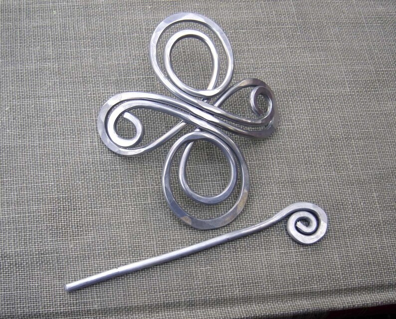Celtic Shawl Pin, Celtic Knot Cross Infinite Swirl Aluminum, Scarf Pin, Sweater Brooch, Hair Pin Light Weight, Knitting, Hair Accessories image 4