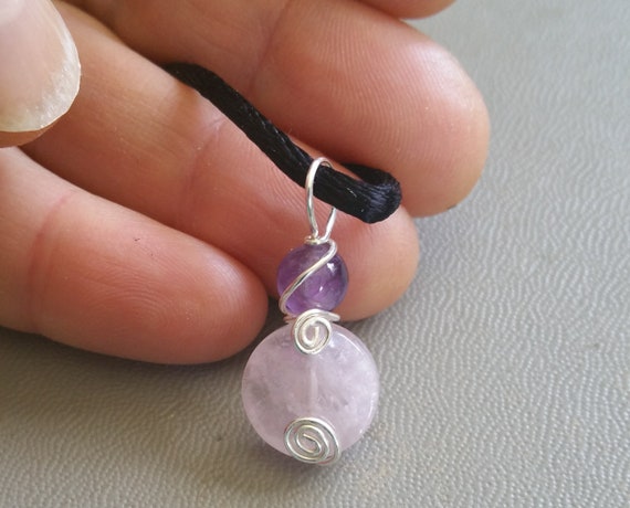 Small Rose Quartz Pendant With Amethyst 
