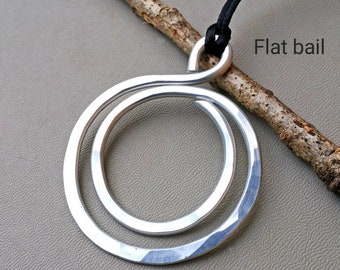 Big Bold Double Hoop Pendant,  Large Statement Necklace, Light Weight Aluminum Circles Necklace Big Pendant Gift for Her Women