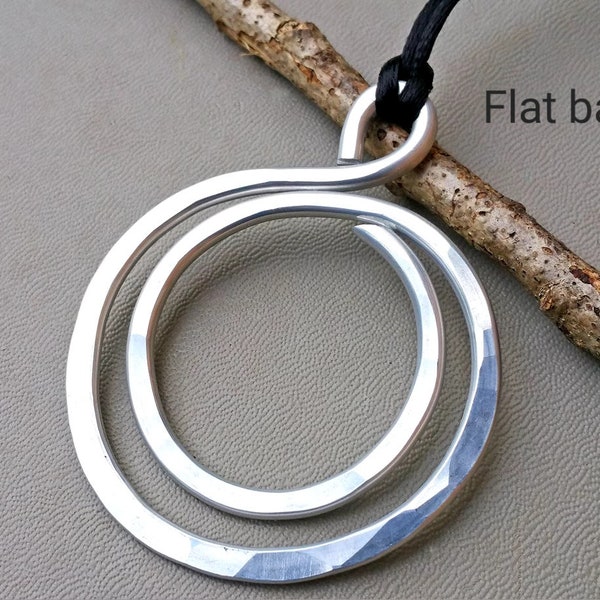 Big Bold Double Hoop Pendant,  Large Statement Necklace, Light Weight Aluminum Circles Necklace Big Pendant Gift for Her Women