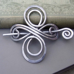 Celtic Shawl Pin, Celtic Knot Cross Infinite Swirl Aluminum, Scarf Pin, Sweater Brooch, Hair Pin Light Weight, Knitting, Hair Accessories image 3