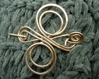 Celtic Knot Infinite Swirl Cross Brass Shawl Pin, Sweater Clip Brooch, Scarf Pin, Hair Pin, Fastener, Knitting, Celtic Pin Women Accessories