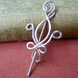 Little Fleur De Lis Sterling Silver Shawl Pin, Scarf Pin, Sweater Brooch, Fleur de Lis Jewelry Womens New Orleans Knitting Jewelry, French image 1