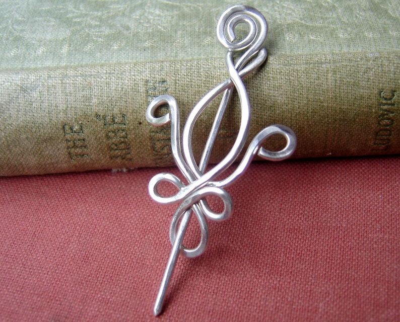 Little Fleur De Lis Sterling Silver Shawl Pin, Scarf Pin, Sweater Brooch, Fleur de Lis Jewelry Womens New Orleans Knitting Jewelry, French image 1