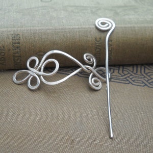 Little Celtic Loops and Spirals Sterling Silver Shawl Pin Brooch, Scarf Pin, Sweater Clip Closure Lace Shawl Pin Knitting Gifts for Knitters image 3