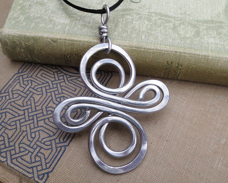 Big Aluminum Celtic Knot Infinity Swirl Cross Pendant, Large Celtic Cross Necklace, Celtic Cross Jewelry, Unisex Confirmation Gift image 2