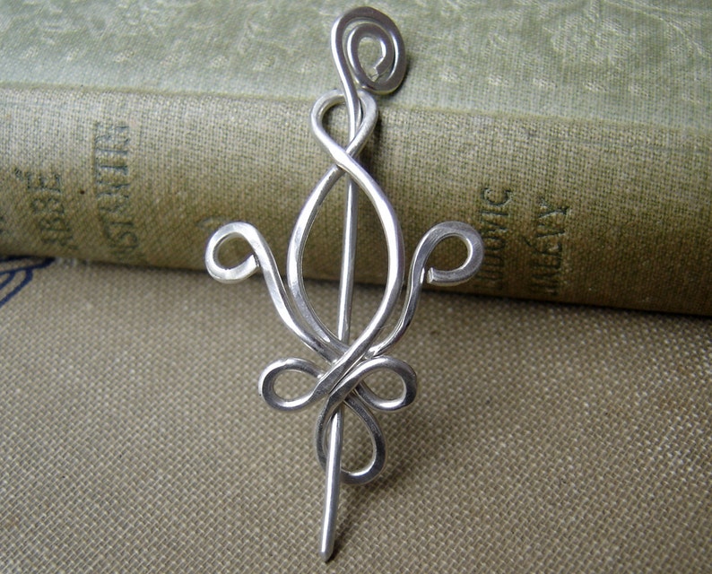 Little Fleur De Lis Sterling Silver Shawl Pin, Scarf Pin, Sweater Brooch, Fleur de Lis Jewelry Womens New Orleans Knitting Jewelry, French image 5