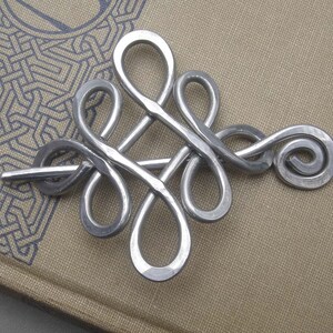 Celtic Shawl Pin, Looping Celtic Knots Scarf Pin, Sweater Brooch, Hair Pin, Aluminum Hair Slide, Gifts for Knitters Knitting Accessories image 4