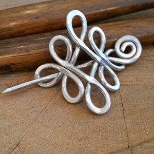 Celtic Shawl Pin, Looping Celtic Knots Scarf Pin, Sweater Brooch, Hair Pin, Aluminum Hair Slide, Gifts for Knitters Knitting Accessories image 10