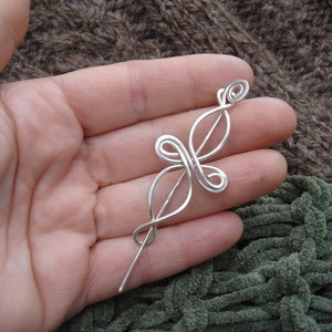 Little Celtic Infinity Loops Sterling Silver Shawl Pin, Scarf Pin, Brooch, Sweater Clip Lace Shawl Pin, Knitting Celtic Jewelry Accessories image 3