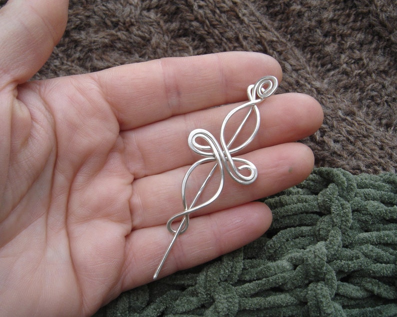 Little Celtic Infinity Loops Sterling Silver Shawl Pin, Scarf Pin, Brooch, Sweater Clip Lace Shawl Pin, Knitting Celtic Jewelry Accessories image 3