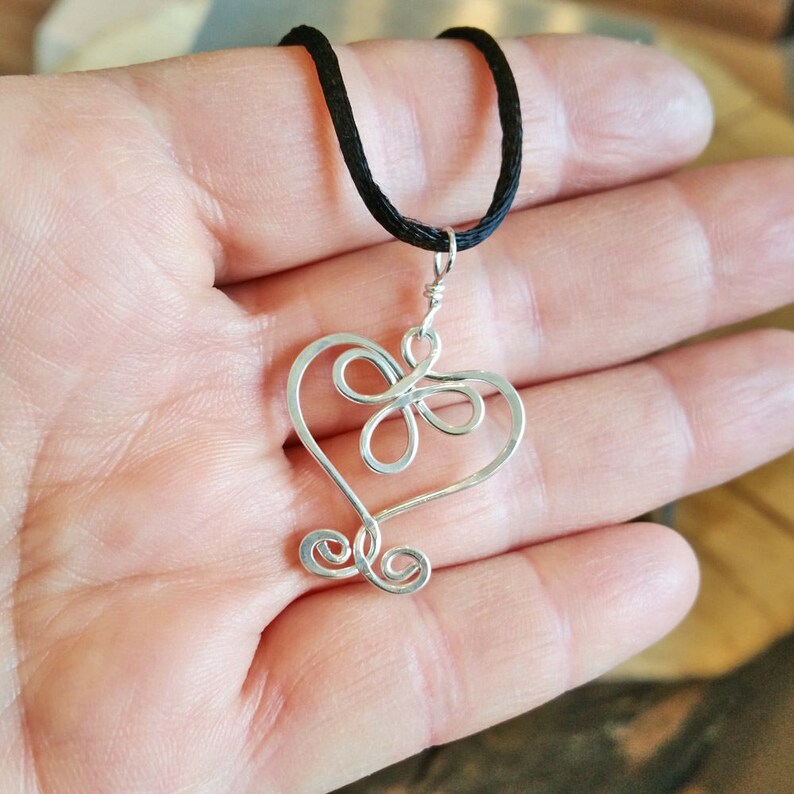 Celtic Heart Pendant, Sterling Silver Wire, Valentine's Day Gift for Her Celtic Necklace, Silver Heart Jewelry, Silver Heart Necklace, Wife image 2