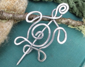 Turtle Shawl Pin, Aluminum Wire Tortoise Sweater Brooch, Scarf Pin, Wrap Fastener,  Women, Knitting Accessories, Turtle Pin Knitters Gift