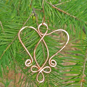 Copper Celtic Angel Heart Ornament, Christmas Gift Holiday Ornament, Wire Handmade Gift, Celtic Heart Decoration, Home Decor, Angel Ornament image 4