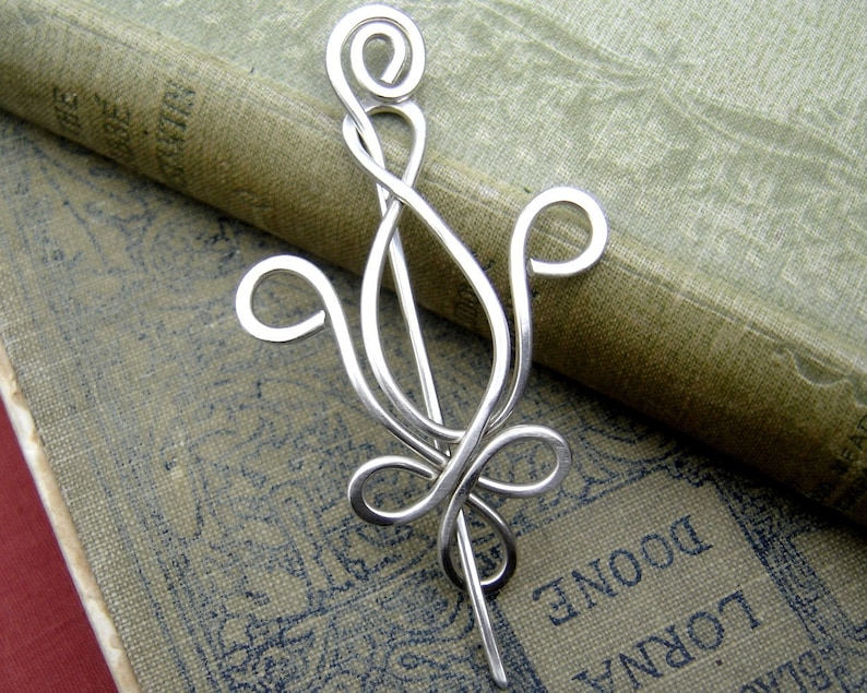 Fleur De Lis Sterling Silver Shawl Pin, Scarf Pin, Sweater Clip Closure, Brooch, Women, Knitting Accessory, Mardi Gras, New Orleans Jewelry image 3